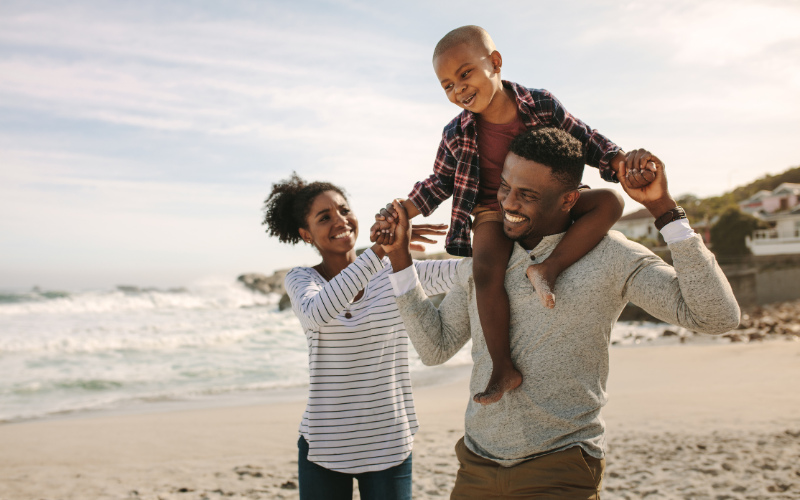family on the beach
