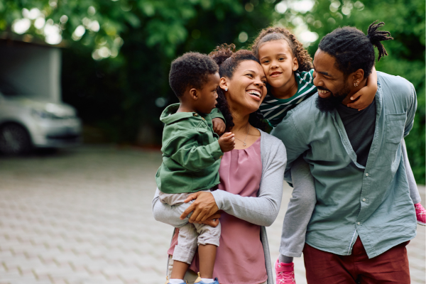 happy family on a walk