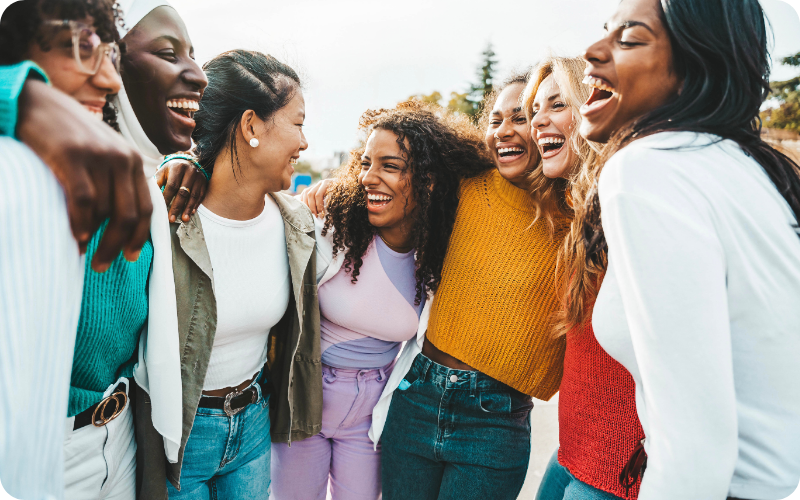 Group of happy credit union members
